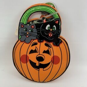 Vintage Black Cat Pumpkin Halloween Trick Treat Bag Tote Bag Bazaar Confetti